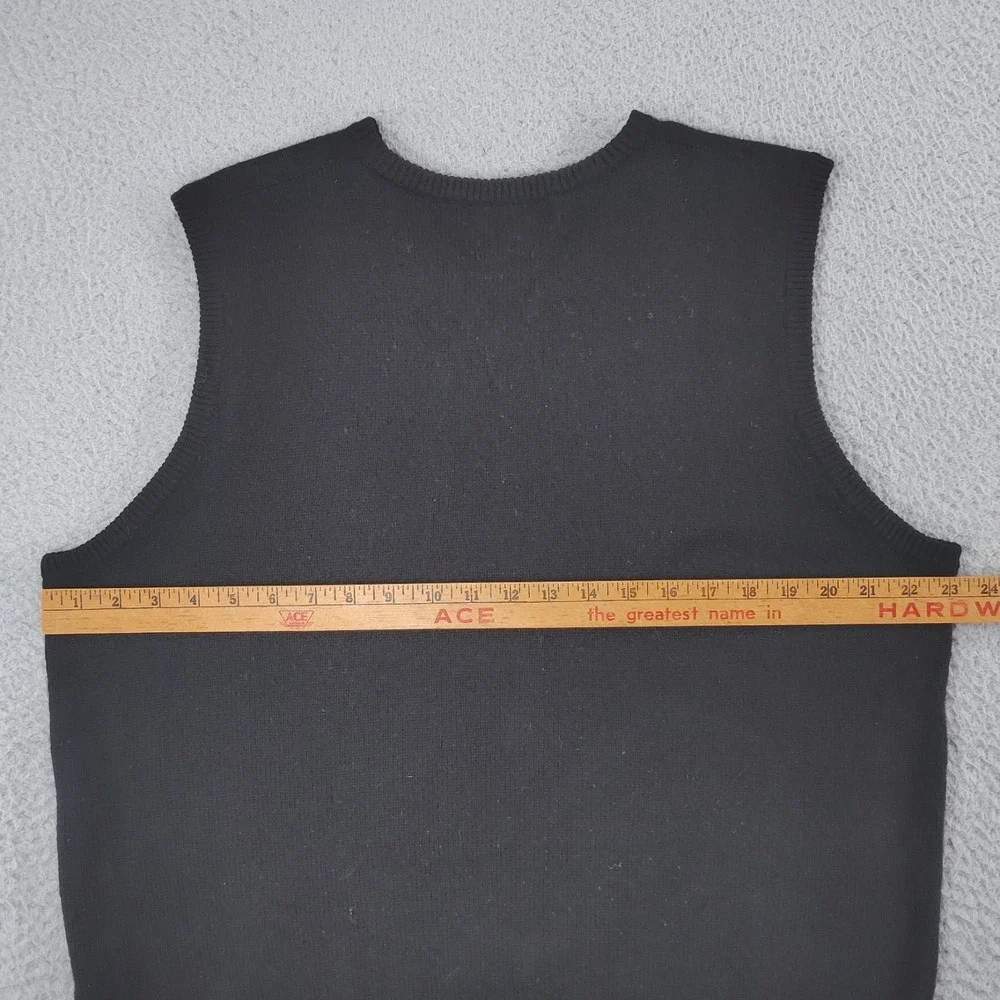 VTG Polo Ralph Lauren Sweater Vest Mens Large Black 100% Lambswool Pullover